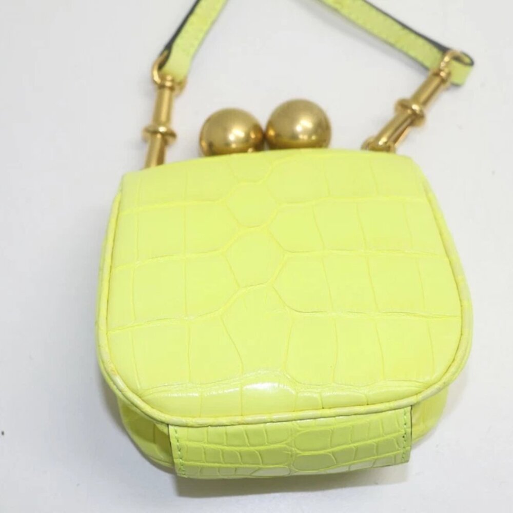 Burberry Mini Frame Neon Yellow Alligator Skin Leather Cross Body Bag - Picture 7 of 11